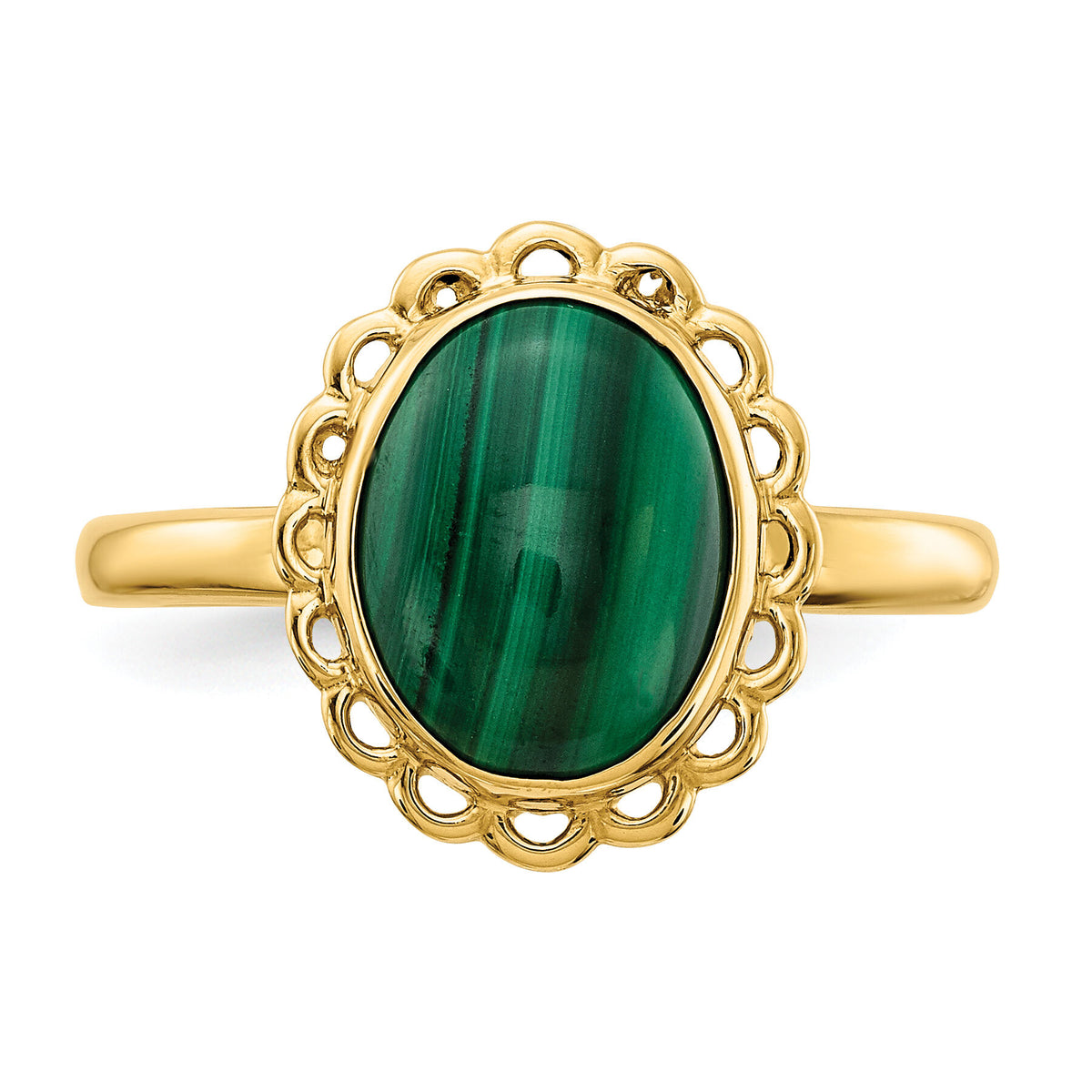 14k 10x8mm Malachite Cabochon Ring-Y4494MB
