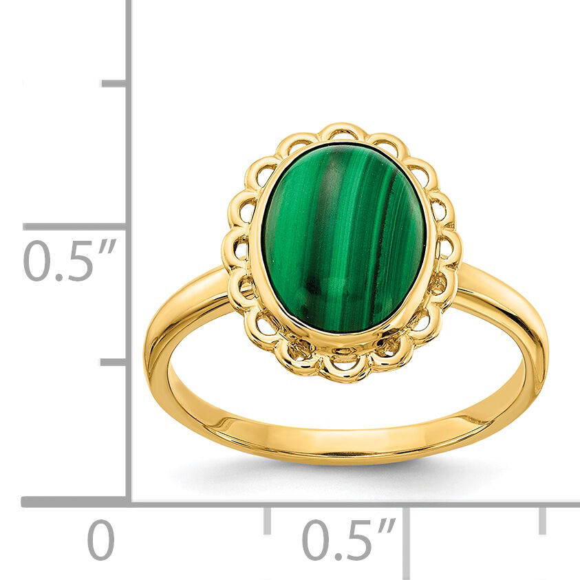 14k 10x8mm Malachite Cabochon Ring-Y4494MB