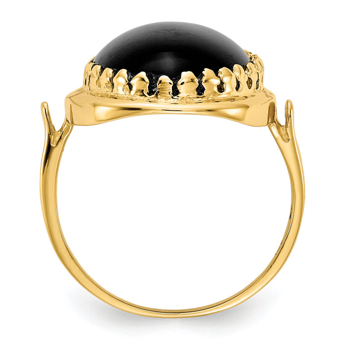 14k 16x12mm Oval Onyx Ring-Y4500OX