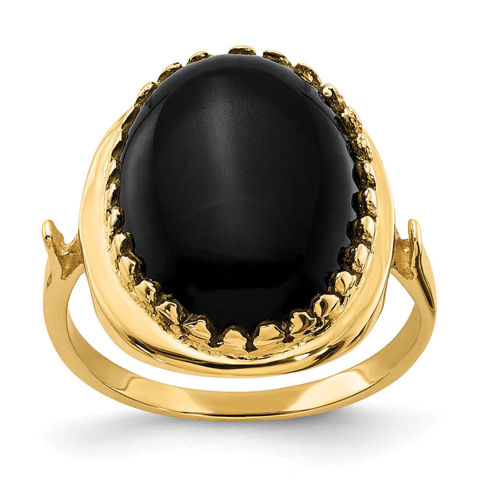 14k 16x12mm Oval Onyx Ring-Y4500OX