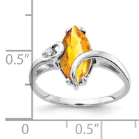 14k White Gold 12x6mm Marquise Citrine AA Diamond ring-Y4530CI/AA