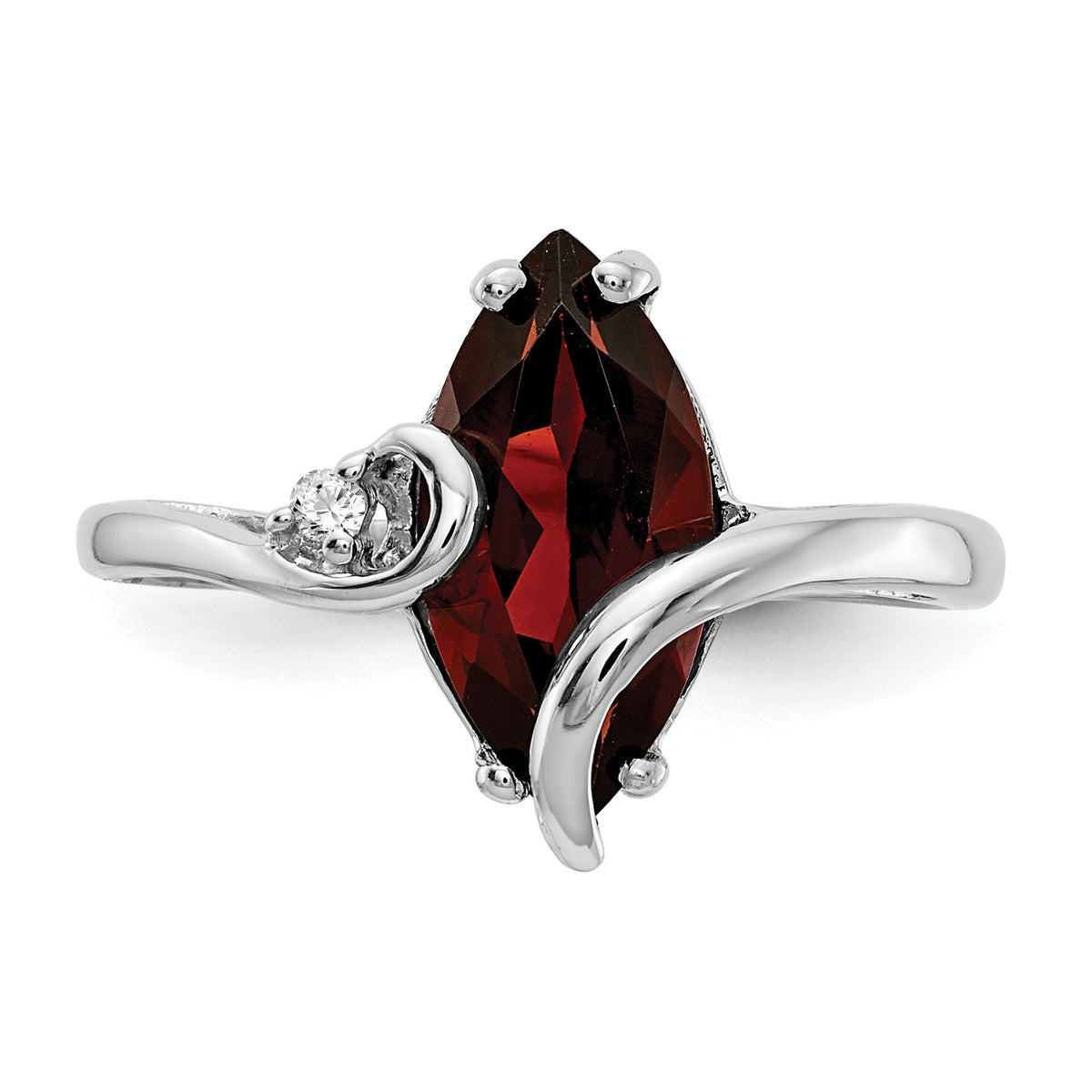 14k White Gold 12x6mm Marquise Garnet A Diamond ring-Y4530GA/A