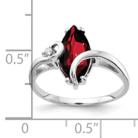 14k White Gold 12x6mm Marquise Garnet A Diamond ring-Y4530GA/A