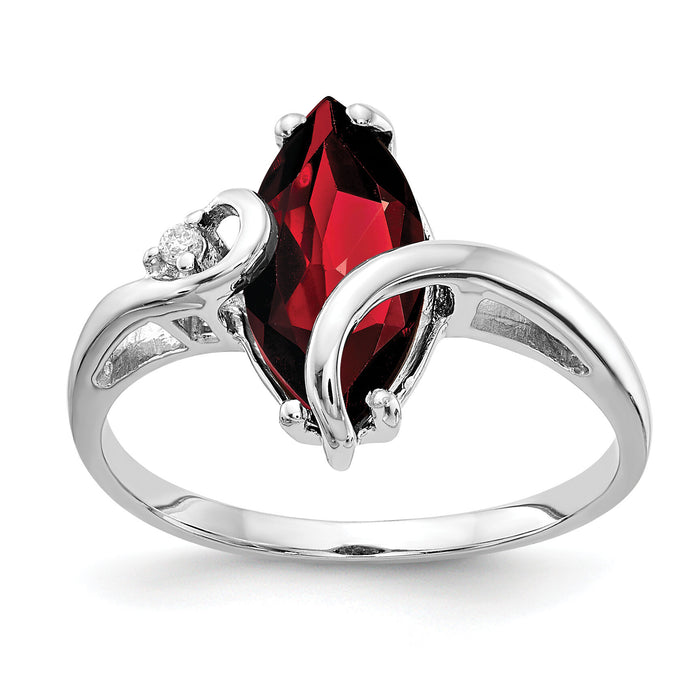 14k White Gold 12x6mm Marquise Garnet A Diamond ring-Y4530GA/A
