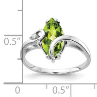 14k White Gold 12x6mm Marquise Peridot AA Diamond ring-Y4530PE/AA