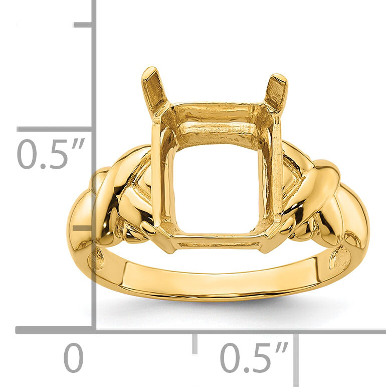 14k 11x9mm Emerald Cut Gemstone Ring Mounting-Y4533