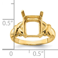 14k 11x9mm Emerald Cut Gemstone Ring Mounting-Y4533