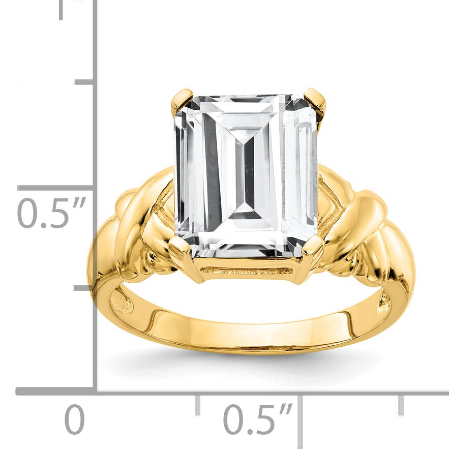 14k 11x9mm Emerald Cut Cubic Zirconia Ring-Y4533CZ