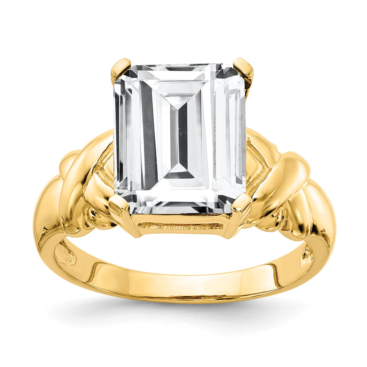 14k 11x9mm Emerald Cut Cubic Zirconia Ring-Y4533CZ