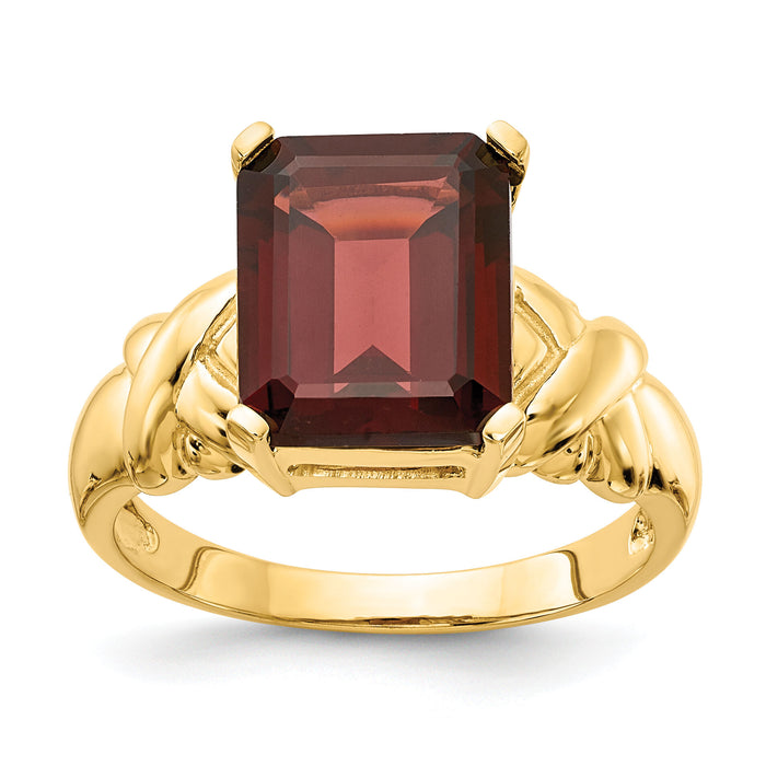 14k 11x9mm Emerald Cut Garnet ring-Y4533GA