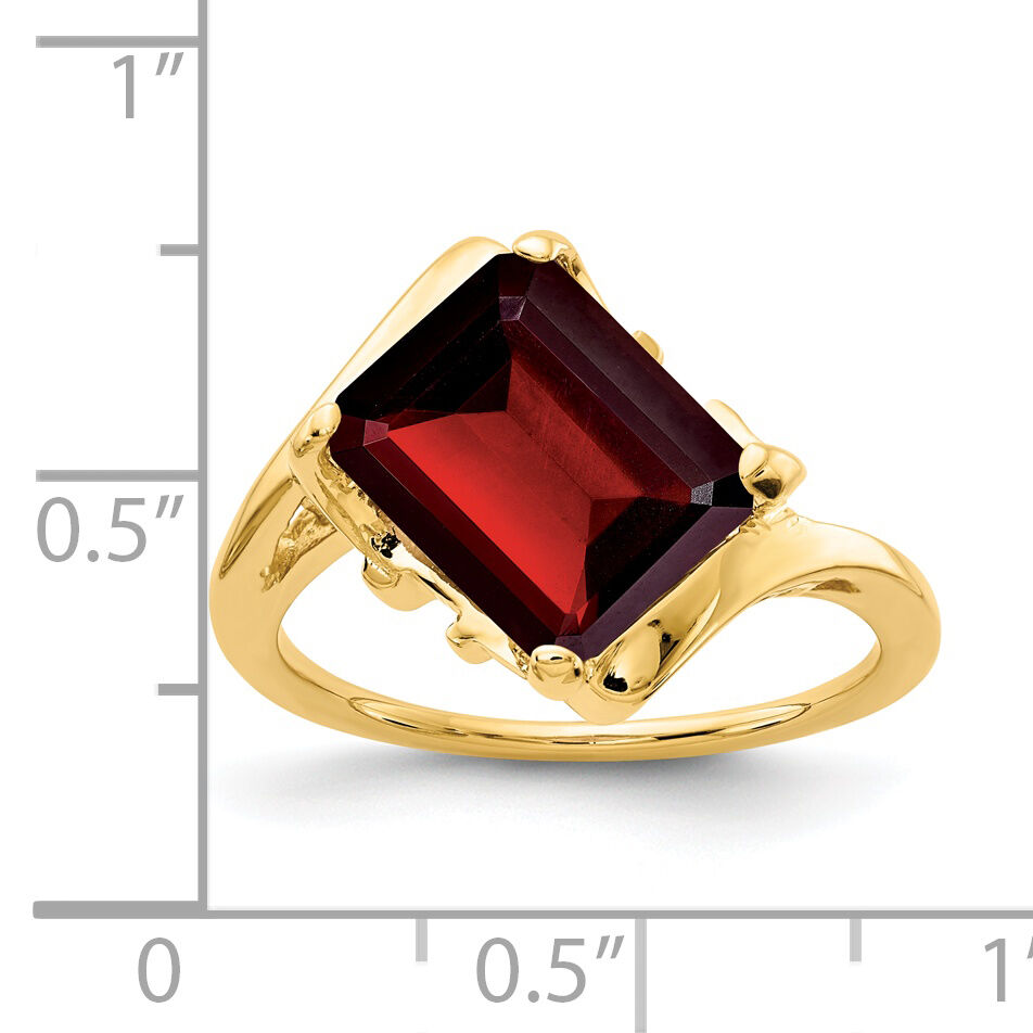 14k 10x8mm Emerald Cut Garnet ring-Y4537GA