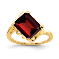 14k 10x8mm Emerald Cut Garnet ring-Y4537GA