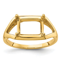 14k 9x7mm Emerald-cut East-West Gemstone Ring Mounting-Y4538