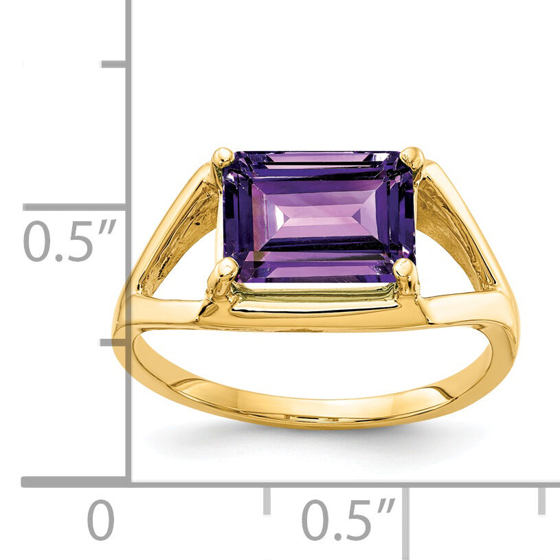 14k 9x7mm Emerald Cut Amethyst ring-Y4538AM