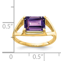 14k 9x7mm Emerald Cut Amethyst ring-Y4538AM