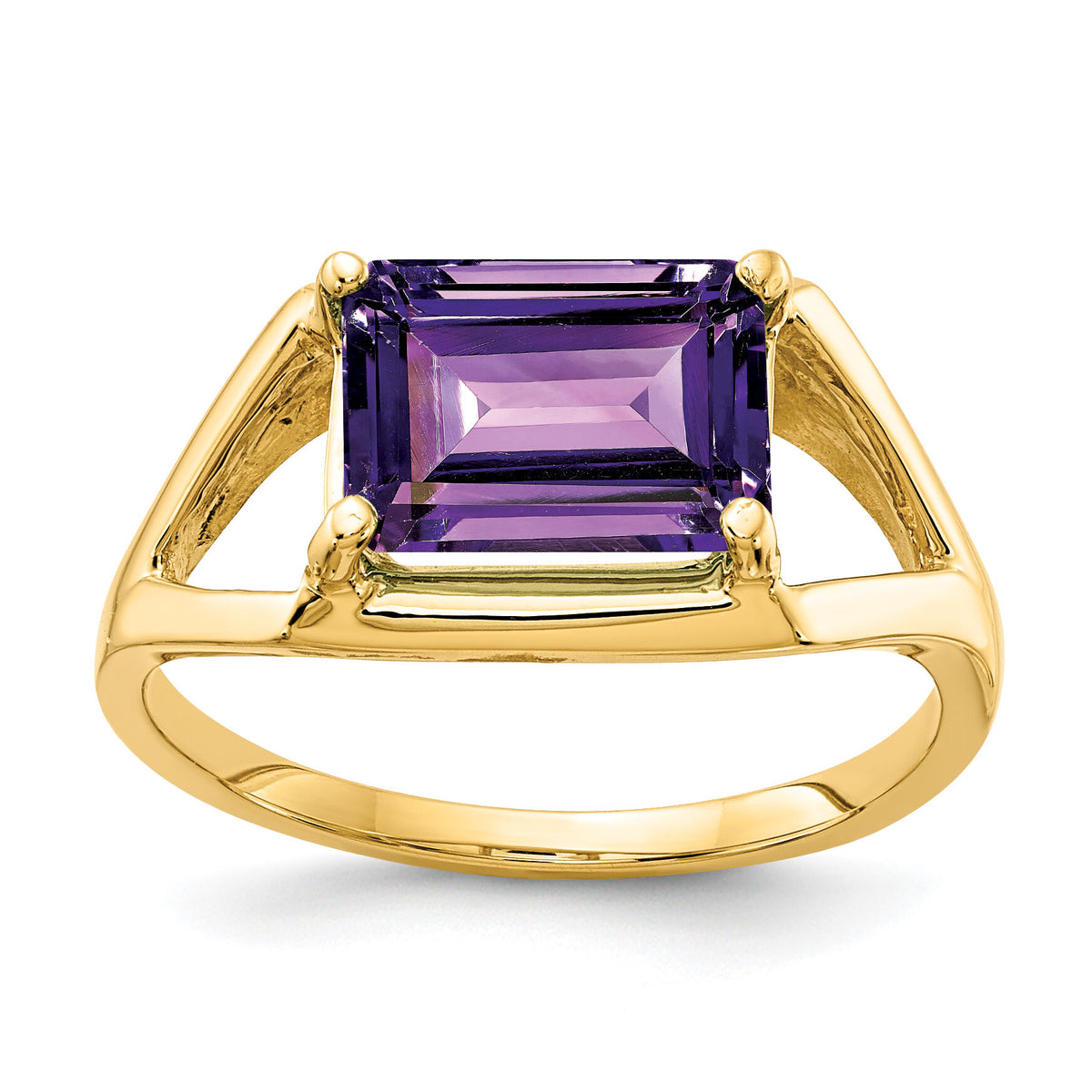 14k 9x7mm Emerald Cut Amethyst ring-Y4538AM