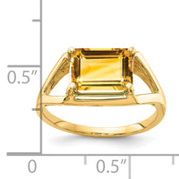 14k 9x7mm Emerald Cut Citrine ring-Y4538CI