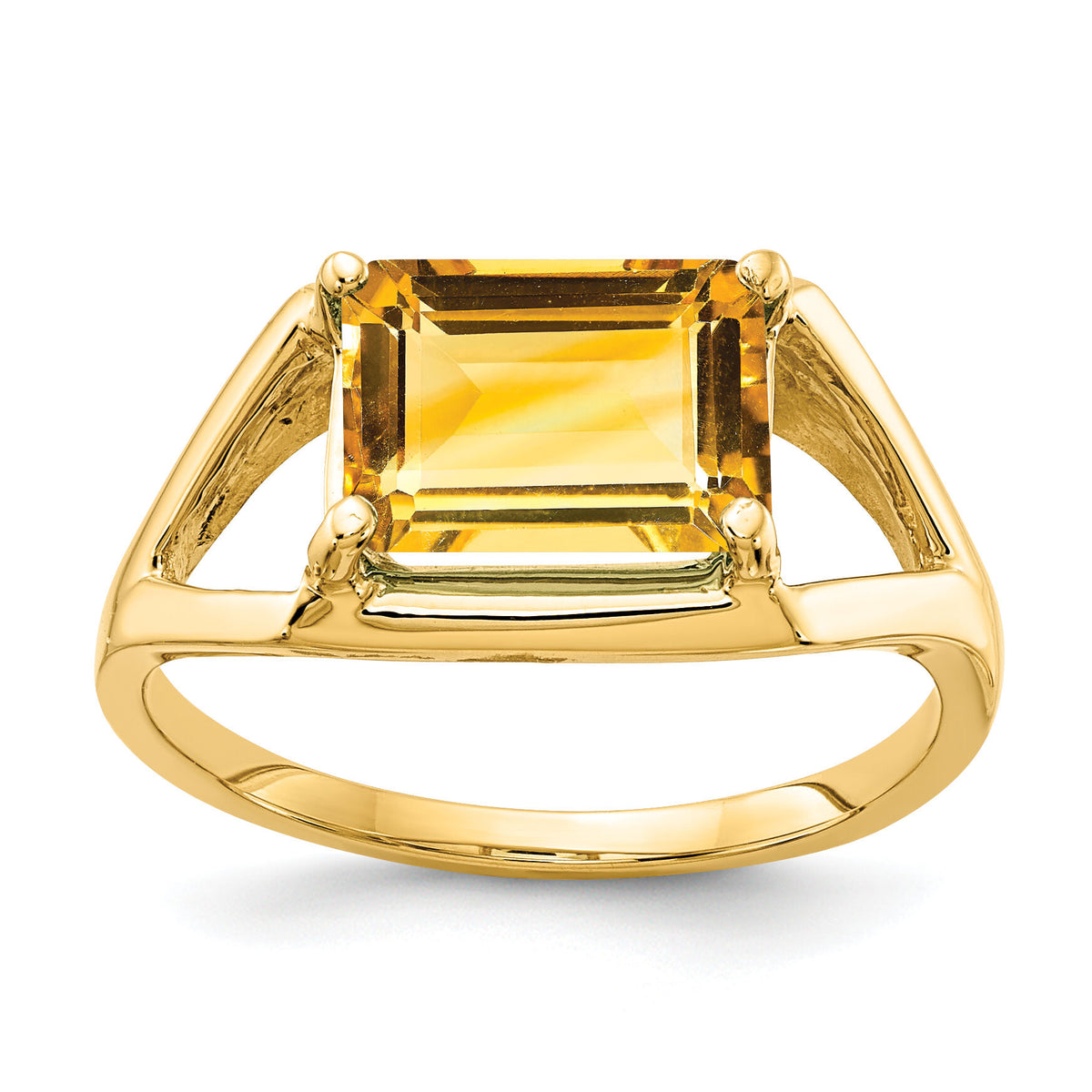 14k 9x7mm Emerald Cut Citrine ring-Y4538CI