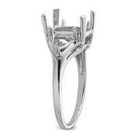 14k White Gold 9x7 Emerald / 2-5mm Trillion Gemstone Ring Mounting-Y4543