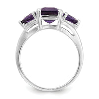 14k White Gold Amethyst 3-Stone Ring-Y4543AM