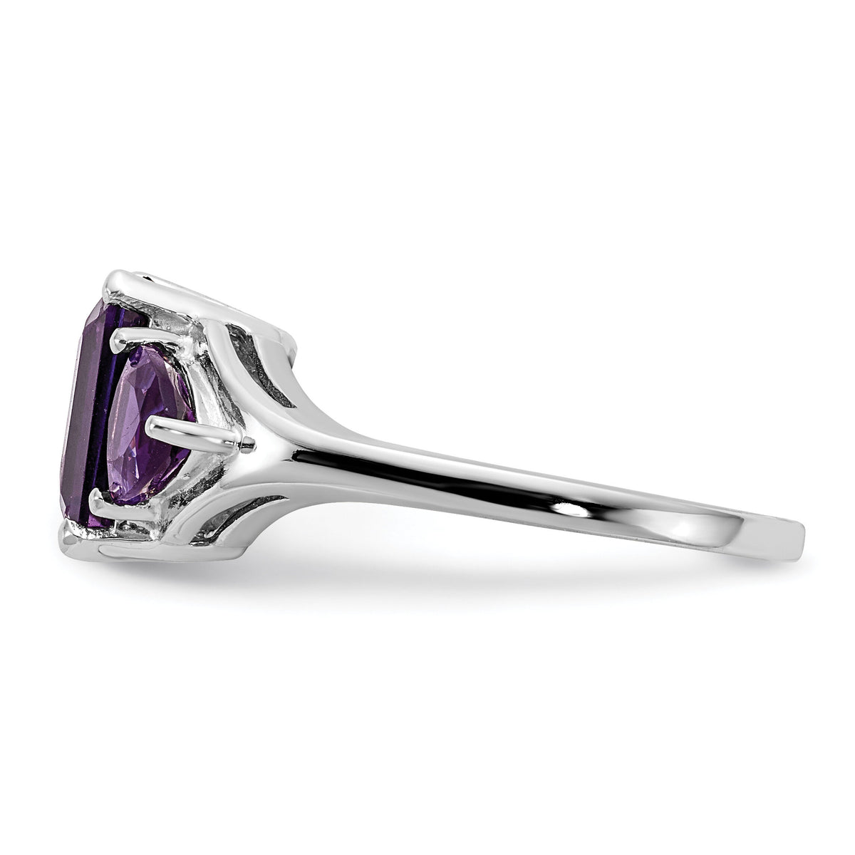 14k White Gold Amethyst 3-Stone Ring-Y4543AM