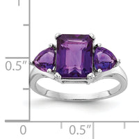 14k White Gold Amethyst 3-Stone Ring-Y4543AM