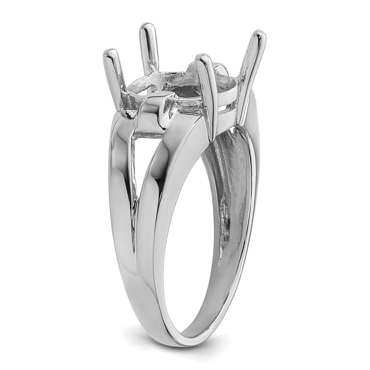 14k White Gold 11x9mm Oval Gemstone Ring Mounting-Y4547