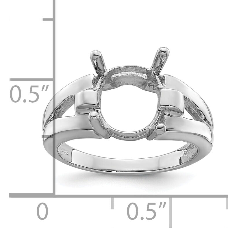 14k White Gold 11x9mm Oval Gemstone Ring Mounting-Y4547