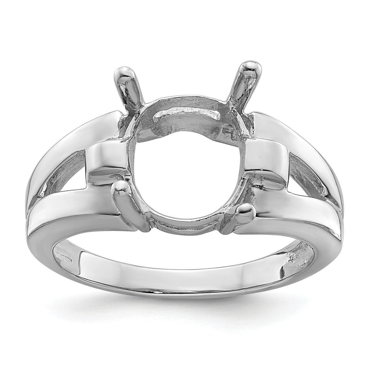 14k White Gold 11x9mm Oval Gemstone Ring Mounting-Y4547