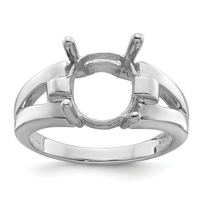 14k White Gold 11x9mm Oval Gemstone Ring Mounting-Y4547