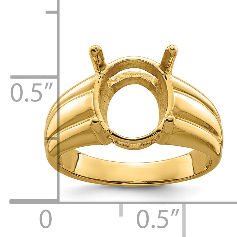 14k 12x10mm Oval Gemstone Ring Mounting-Y4548