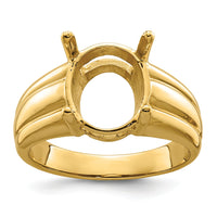 14k 12x10mm Oval Gemstone Ring Mounting-Y4548