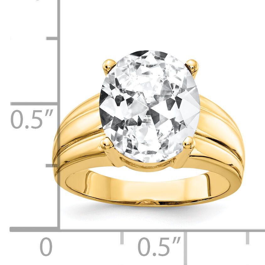 14k 12x10mm Oval Cubic Zirconia Ring-Y4548CZ