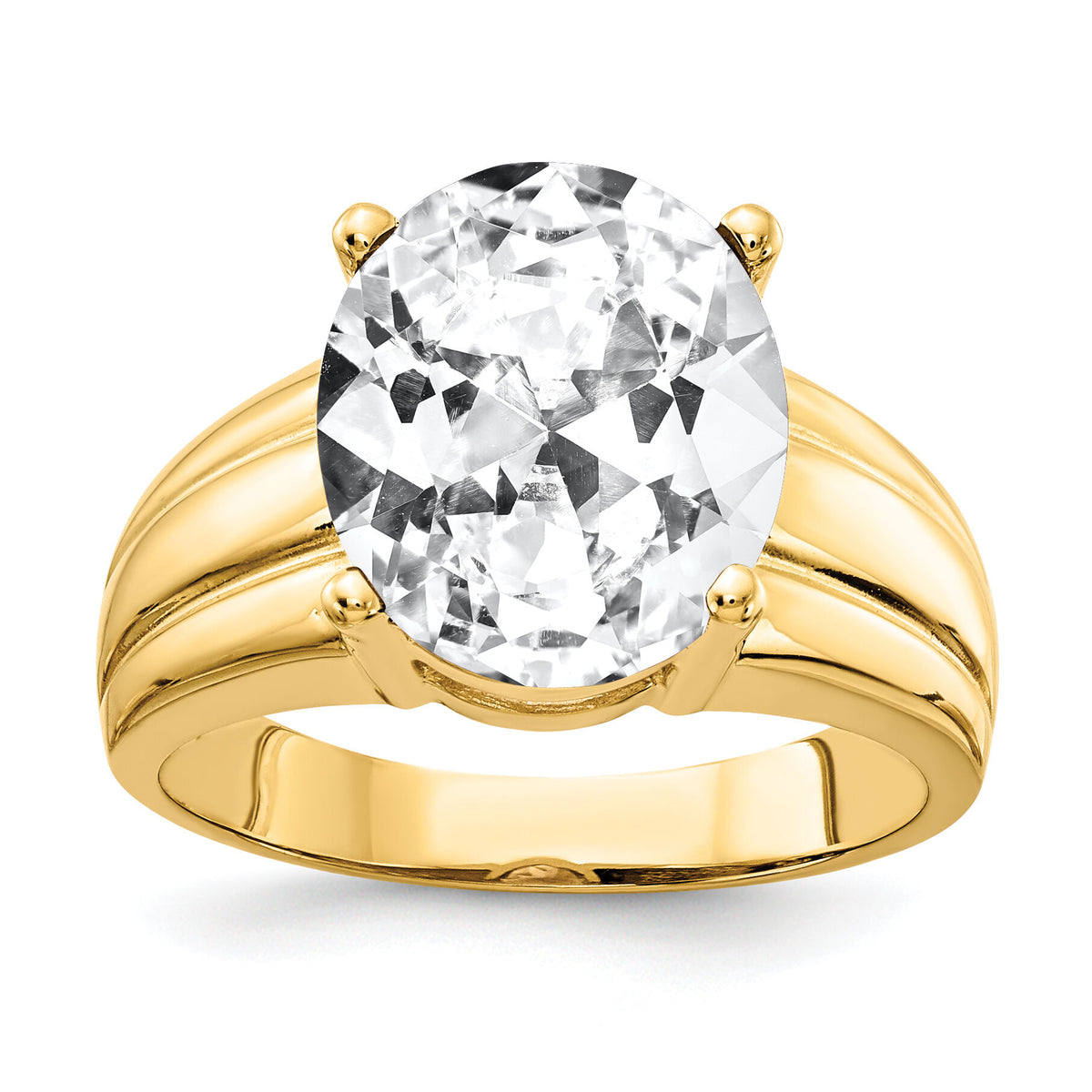 14k 12x10mm Oval Cubic Zirconia Ring-Y4548CZ