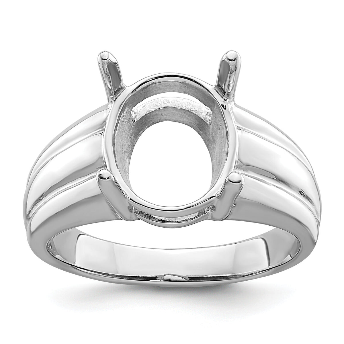 14k White Gold 12x10mm Oval Gemstone Ring Mounting-Y4549