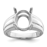 14k White Gold 12x10mm Oval Gemstone Ring Mounting-Y4549