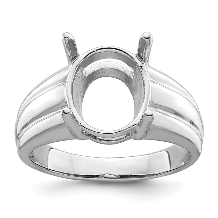 14k White Gold 12x10mm Oval Gemstone Ring Mounting-Y4549