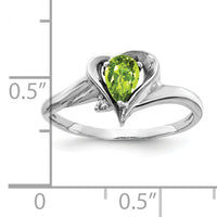 14k White Gold 6x4mm Pear Peridot AA Diamond ring-Y4560PE/AA