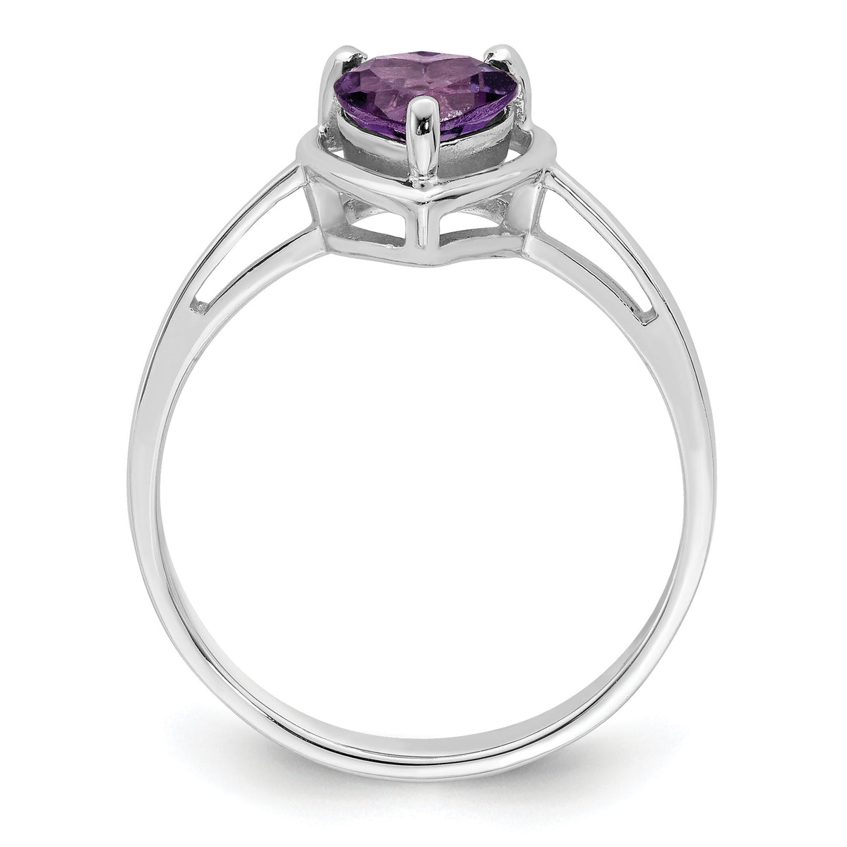 14k White Gold 6mm Heart Amethyst ring-Y4563AM