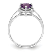 14k White Gold 6mm Heart Amethyst ring-Y4563AM