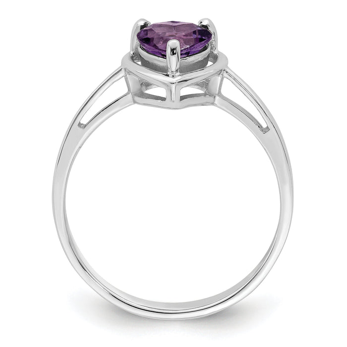 14k White Gold 6mm Heart Amethyst ring-Y4563AM