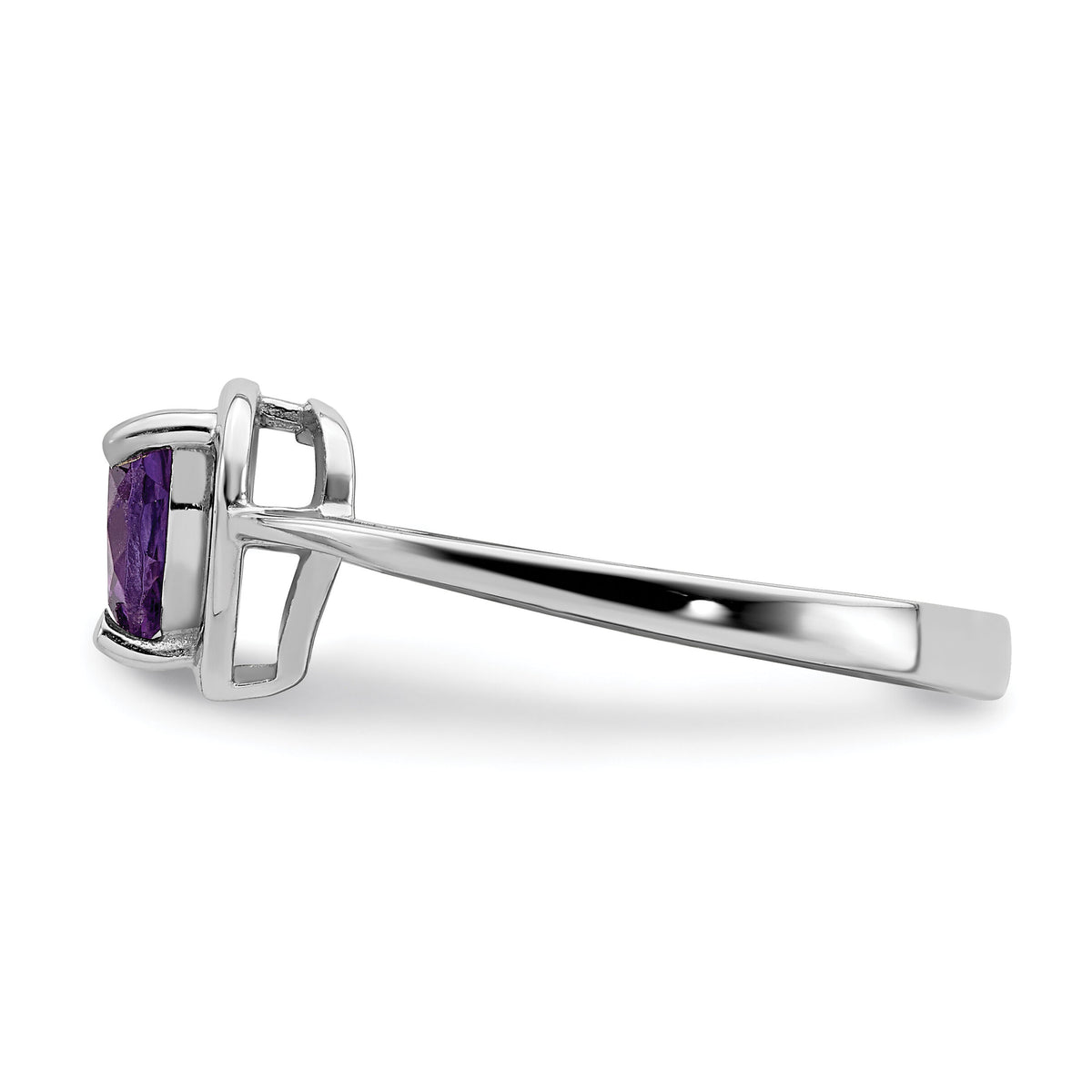 14k White Gold 6mm Heart Amethyst ring-Y4563AM
