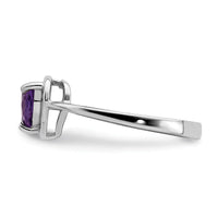 14k White Gold 6mm Heart Amethyst ring-Y4563AM