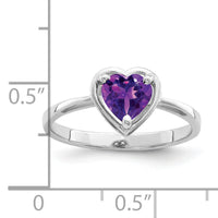 14k White Gold 6mm Heart Amethyst ring-Y4563AM