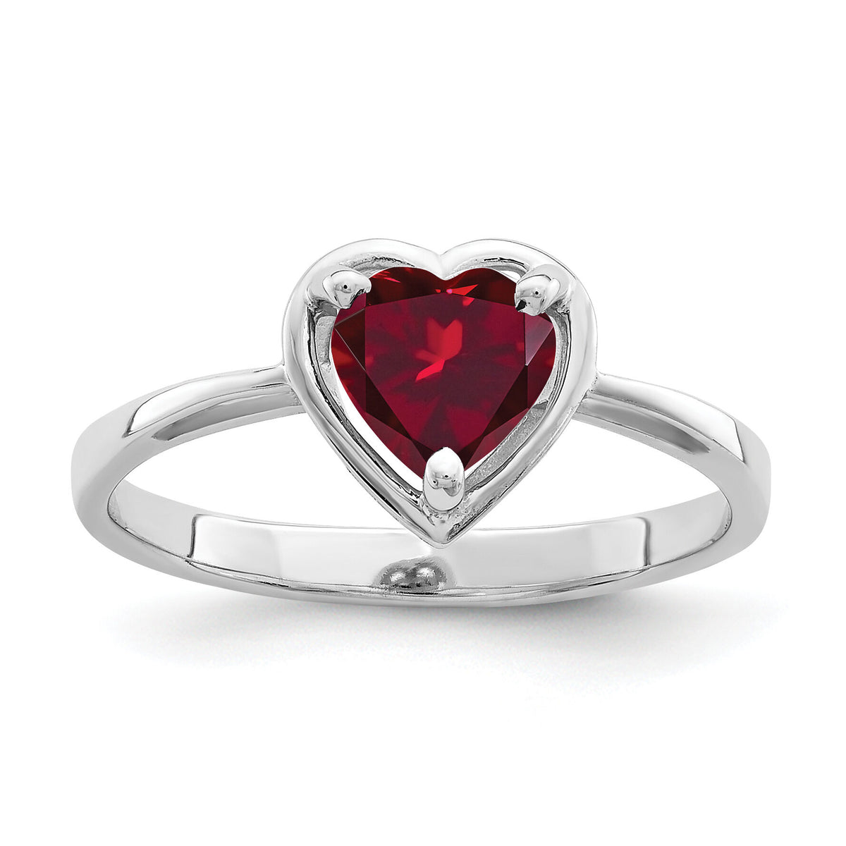 14k White Gold 6mm Heart Created Ruby ring-Y4563CR