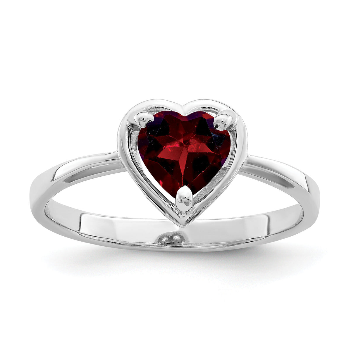14k White Gold 6mm Heart Garnet ring-Y4563GA