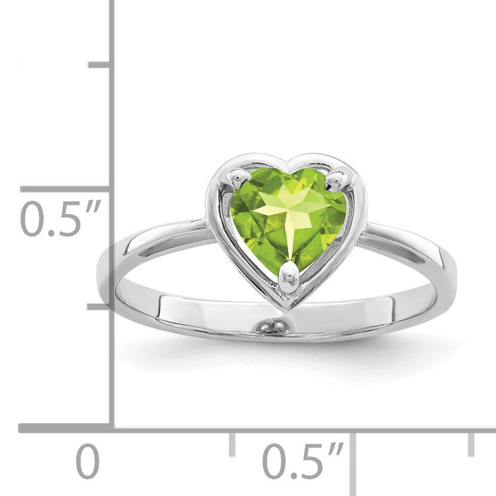 14k White Gold 6mm Heart Peridot ring-Y4563PE