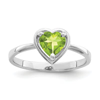 14k White Gold 6mm Heart Peridot ring-Y4563PE