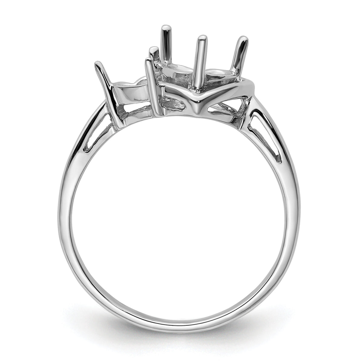14k White Gold 6mm Heart/4mm Heart Gemstone Ring Mounting-Y4575