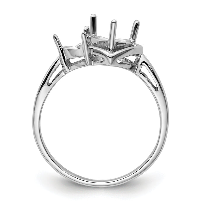 14k White Gold 6mm Heart/4mm Heart Gemstone Ring Mounting-Y4575